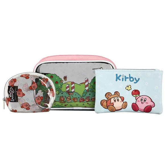X Nintendo Kirby Picnic 3 PC Cosmetic Bag Set - Picture 1 of 1